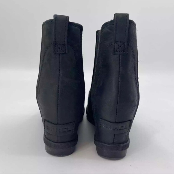 Sorel Joan of Arctic Platform Wedge II Chelsea Boots Bootie, Black Leather SZ 10 - Picture 4 of 7